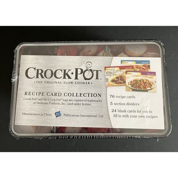 Crock Pot Slow Cooker Recipe Collection Tin 76 Cards 5 Dividers New Sealed - Picture 2 of 6